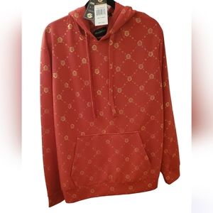 NWT Drill Red Metallic Gold Tiger Hooded Sweater